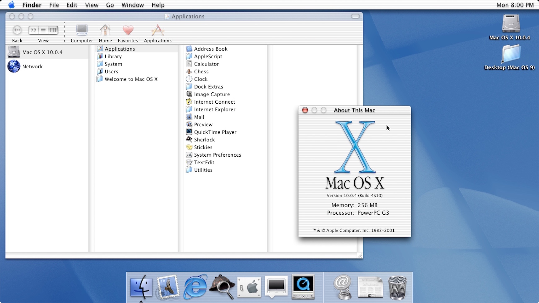 Mac OS X 10.0 Cheetah Finder Column View (2001)